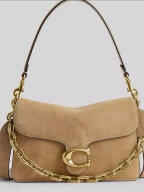 NWT Coach Suede Chain Tabby Shoulder Bag in Sand